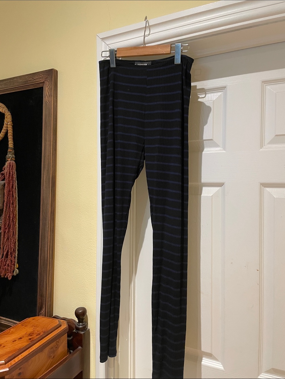 Striped Black & Navy Leggings